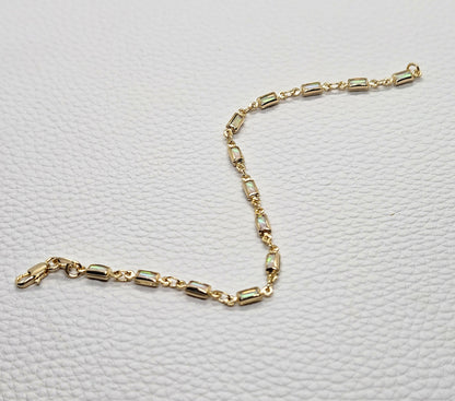 Dainty Gold Filled Opal Bracelet