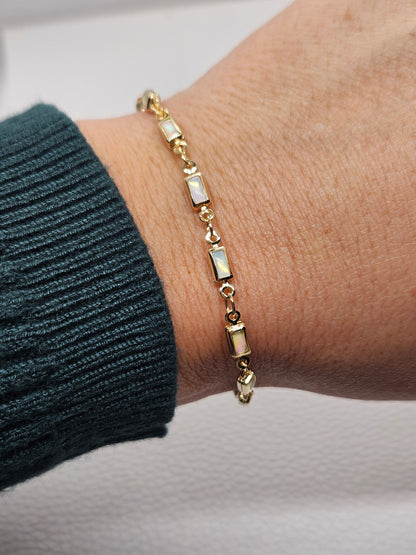 Dainty Gold Filled Opal Bracelet